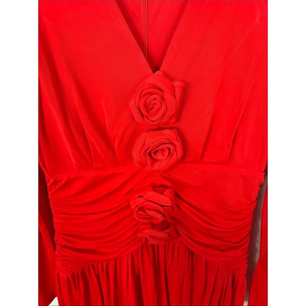 FARM RIO Brazilian Romance Red Flowers Midi Dress - Picture 7 of 9